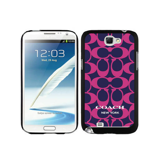 Coach Big Logo Fuchsia Navy Samsung Note 2 Cases DSO - Click Image to Close